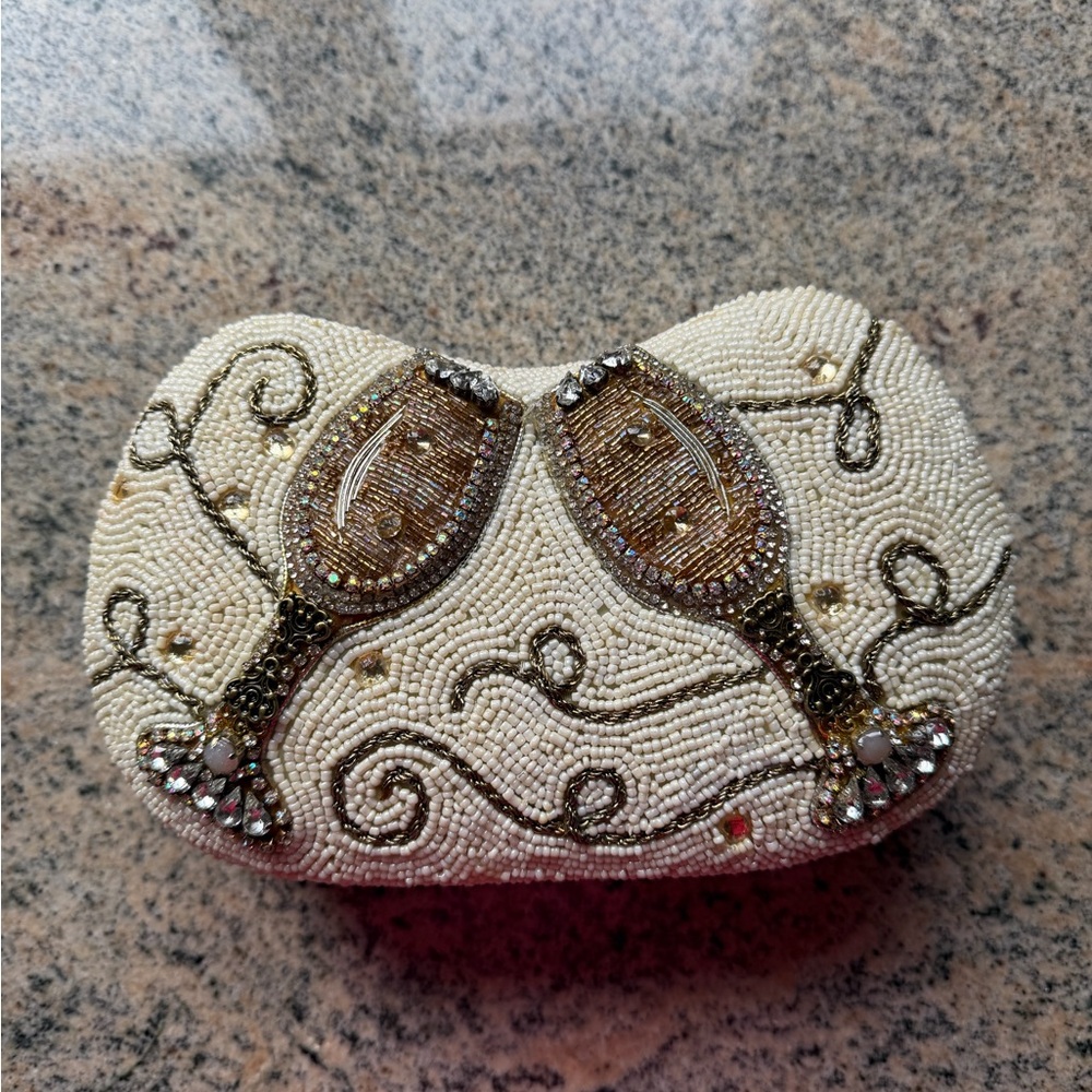 Beaded Clutch with Champagne Glass Design